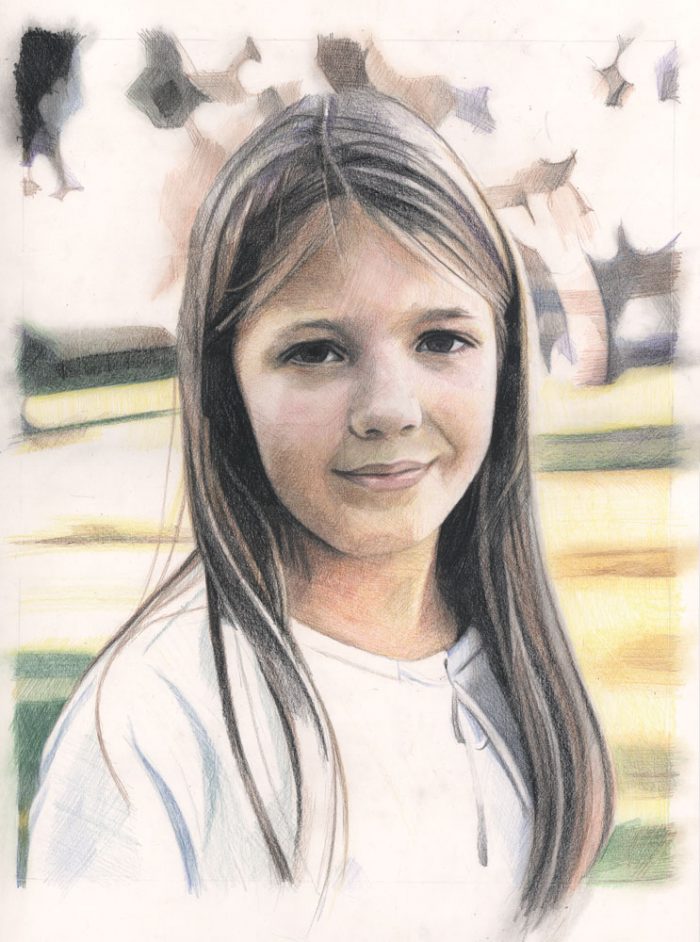 Coloured Penciled Drawing of a Girl